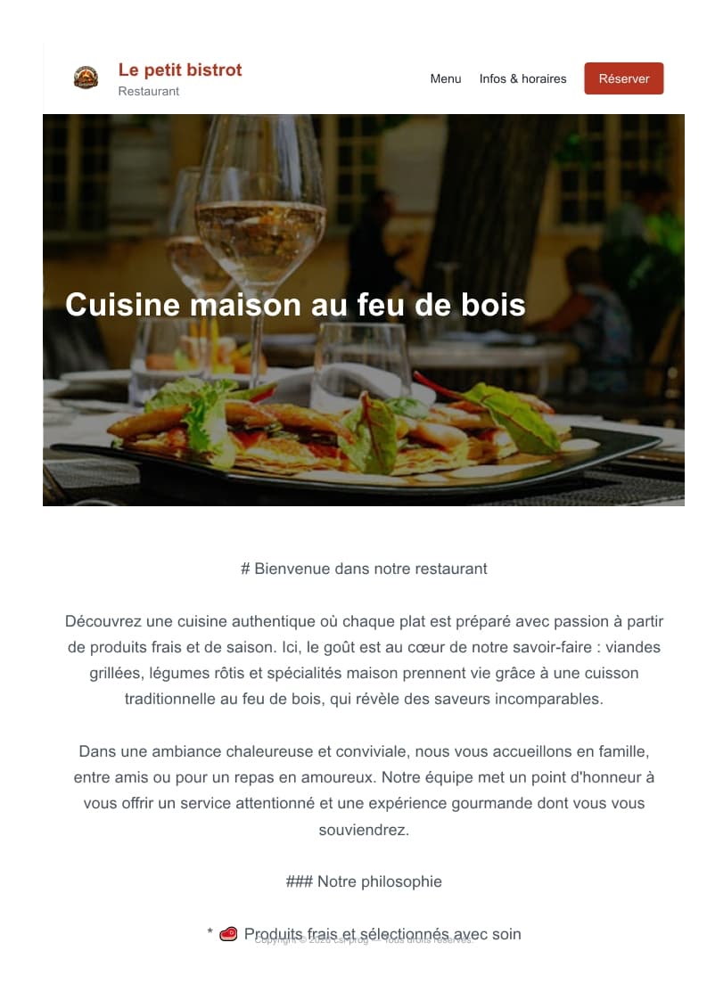 Aperçu — Site Restaurant & Food-truck